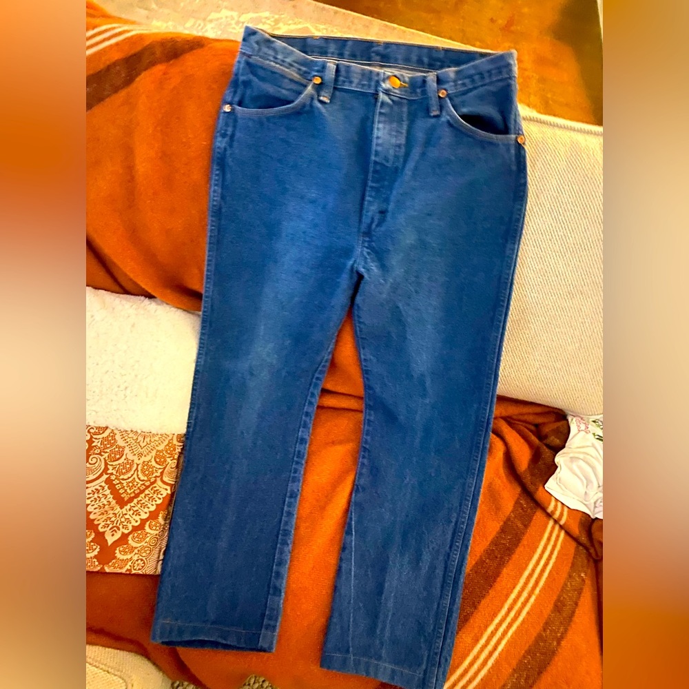 Men’s Western WRANGLER Cowboy Jeans 34/36 Medium Wash Blue DENIM JEANS HDuty